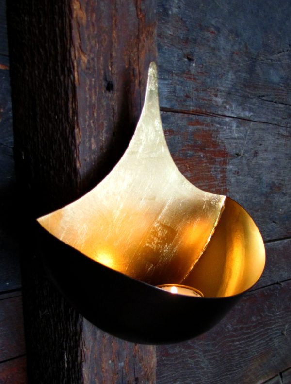Gold Leaf Wall Candle Holder - Image 3