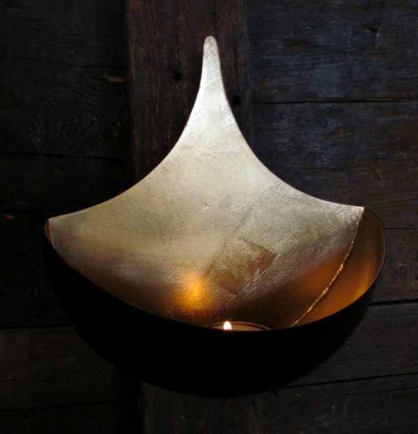 Gold Leaf Wall Candle Holder - Image 2