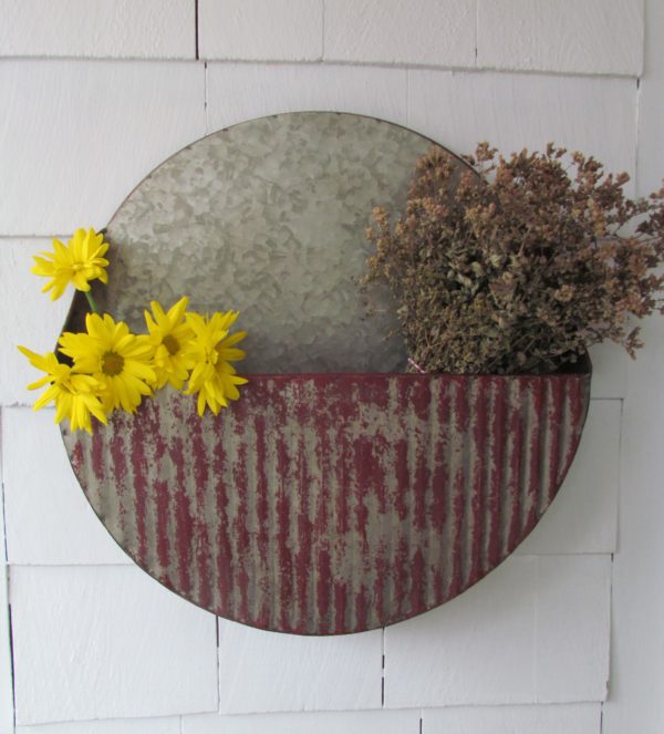 Large Distressed Red Wall Planter
