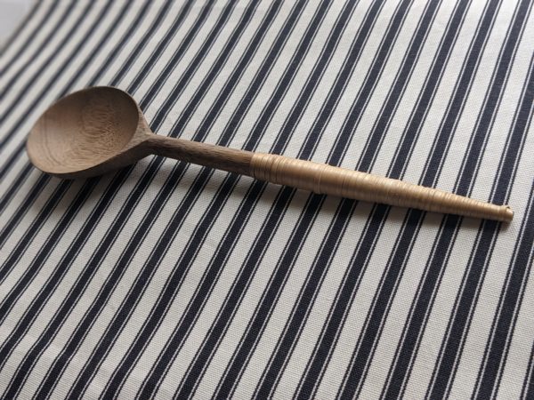 Wood Spoon with Rattan Wrapped Handle - Image 2