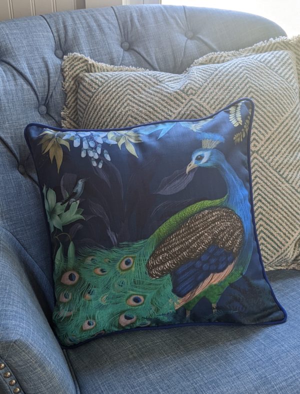Peacock Garden Throw Pillow