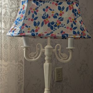 Antique White Lamp with Floral Shade